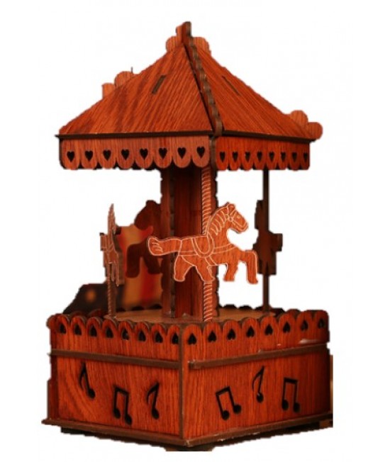 木質 旋轉木馬 音樂盒  MUSIC BOX